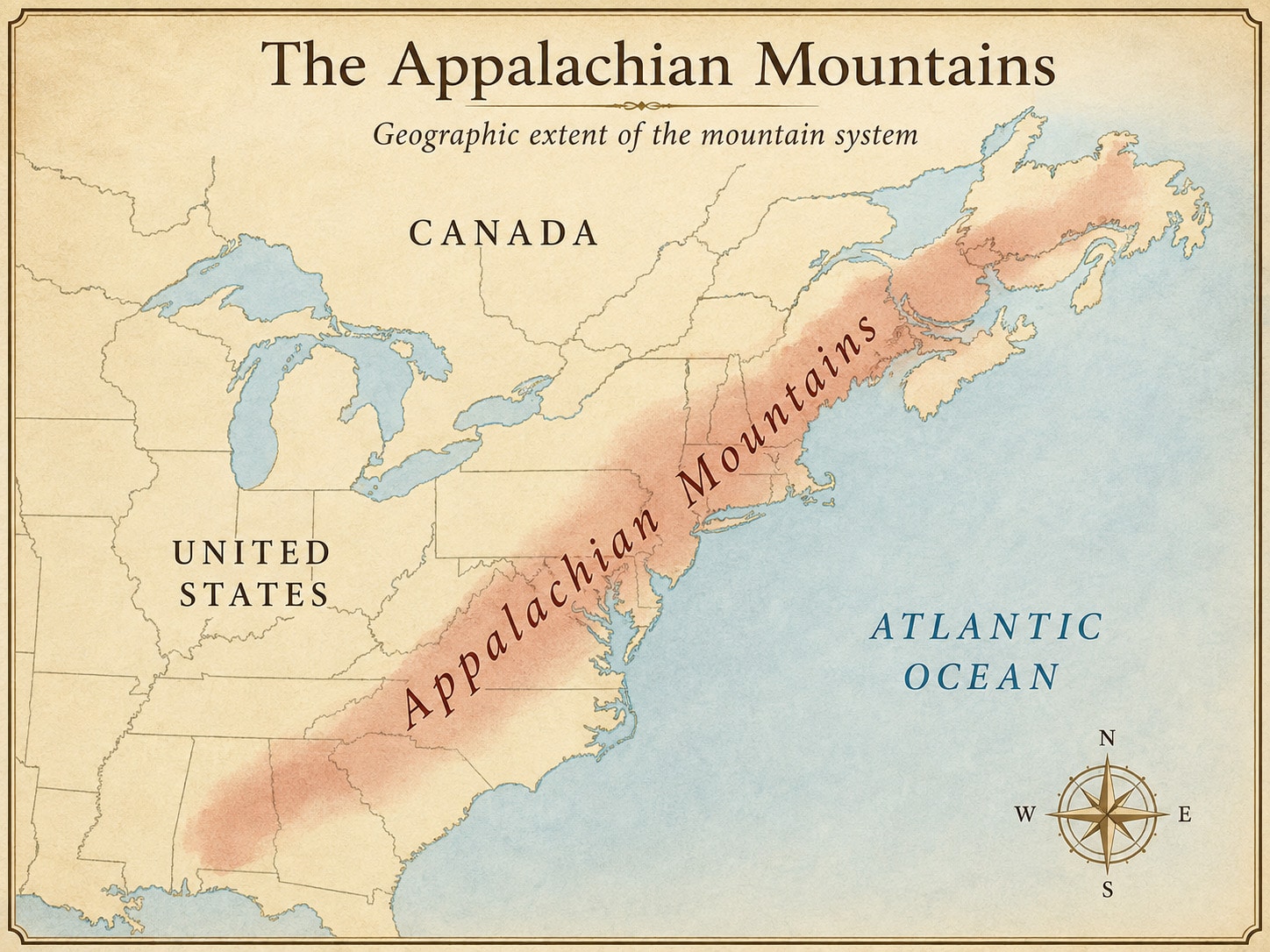 app-mtns-general-map The Appalachian Mountain range