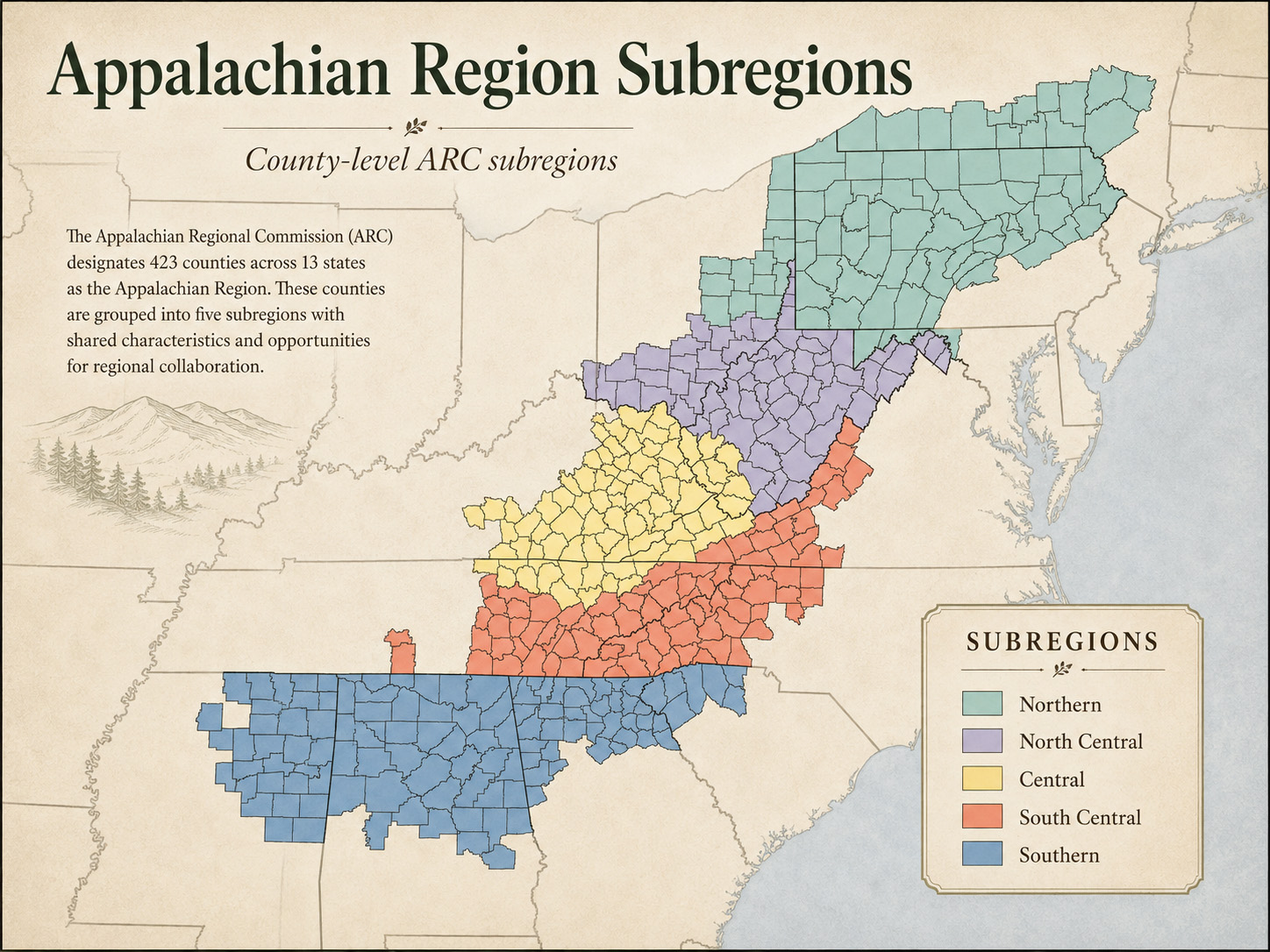 app-subregions Appalachian subregions